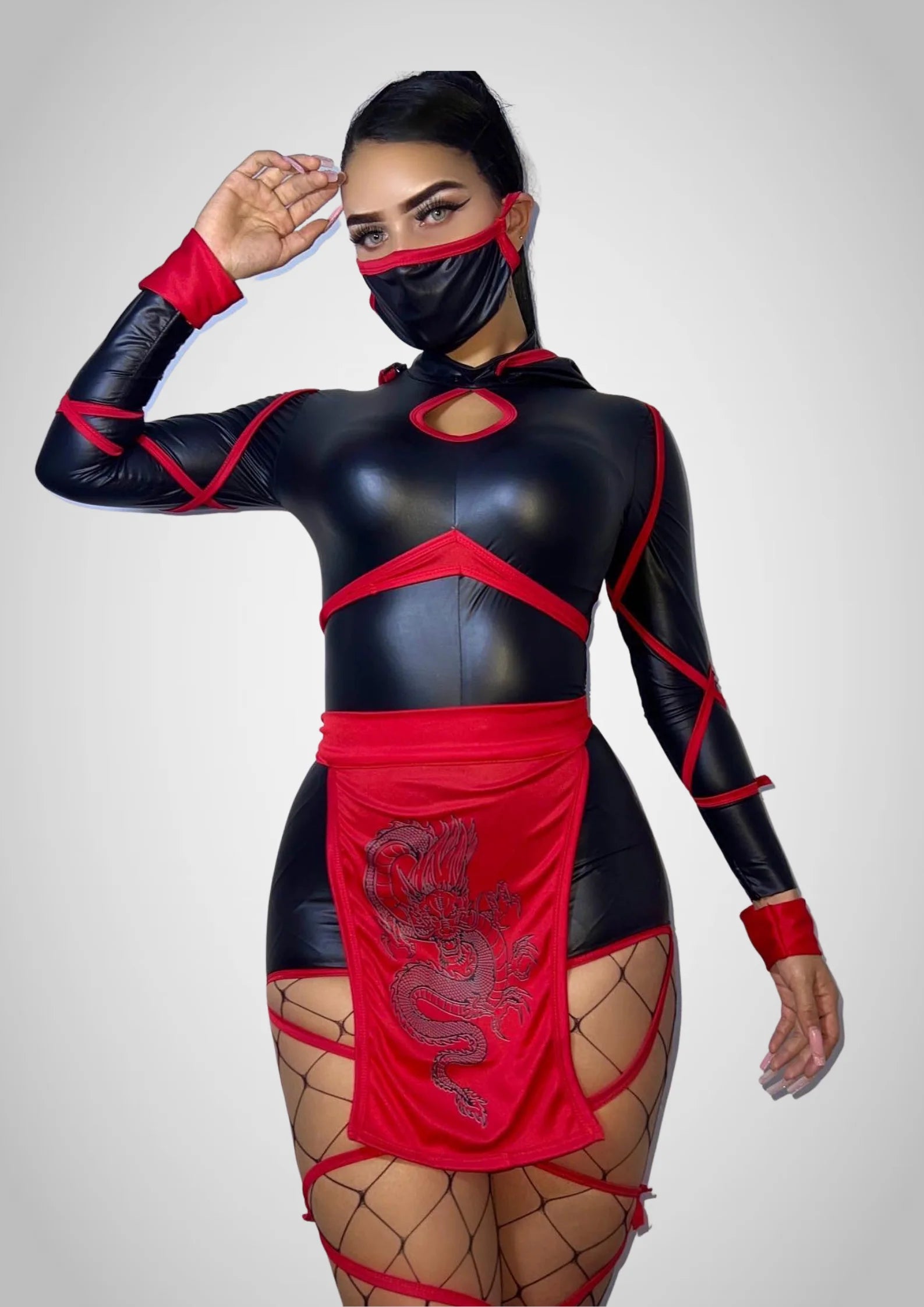 DISFRAZ RED NINJA HOT-2510-A