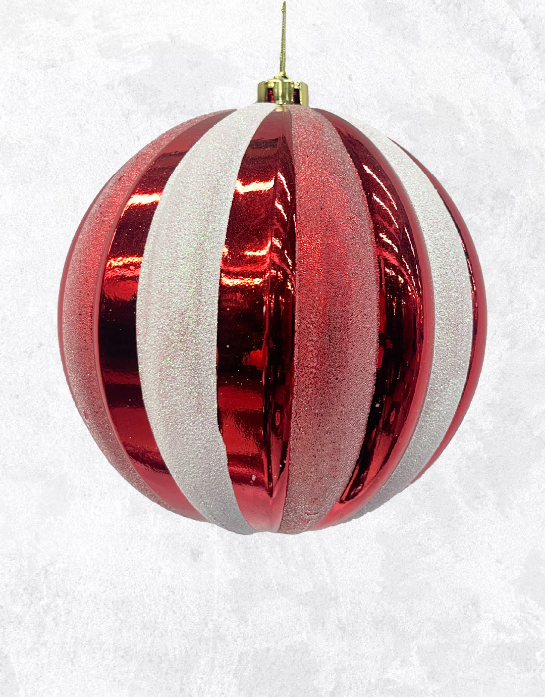 BOLA CALABAZA ESCARCHADA ROJO-BLANCO BC25-1