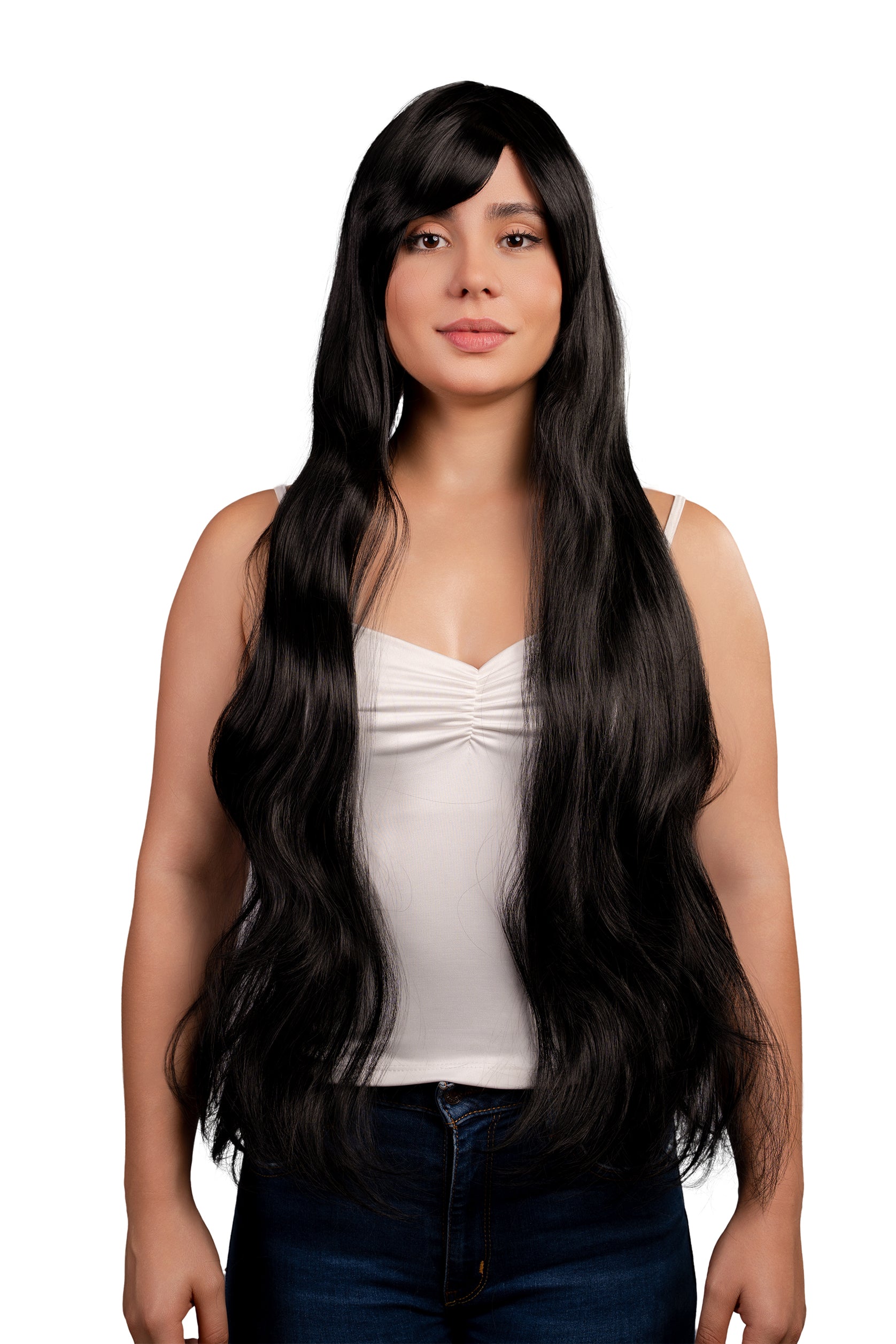 PELUCA SEMINATURAL LARGA ONDAS CON CAPUL CH-1874-2-2